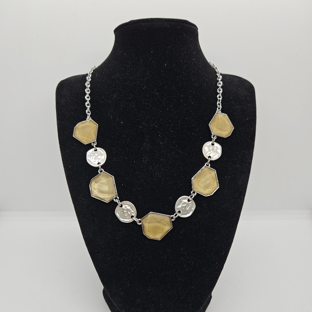 Chico's silver tone and yellow necklace